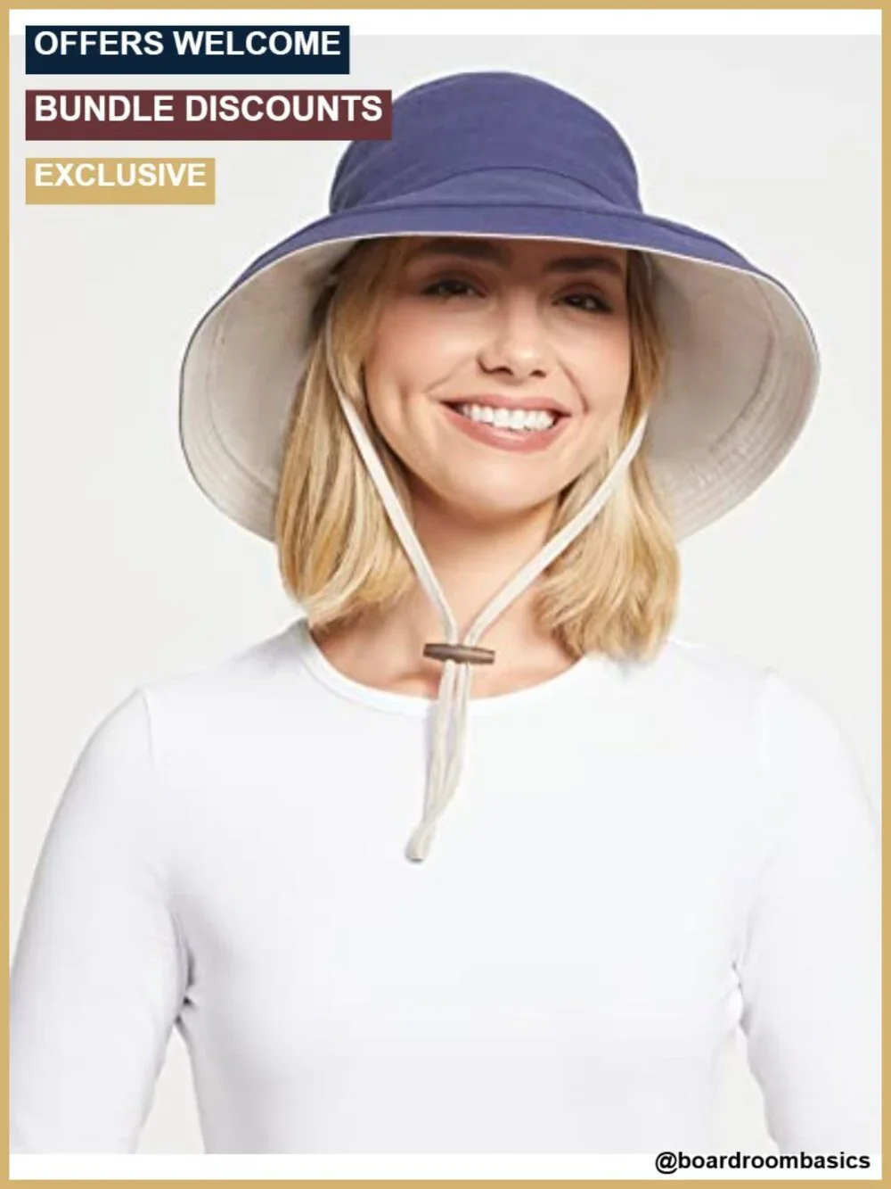 UPF 50+ Reversible Wide Brim Sun Hat Natural Cotton Linen Blend